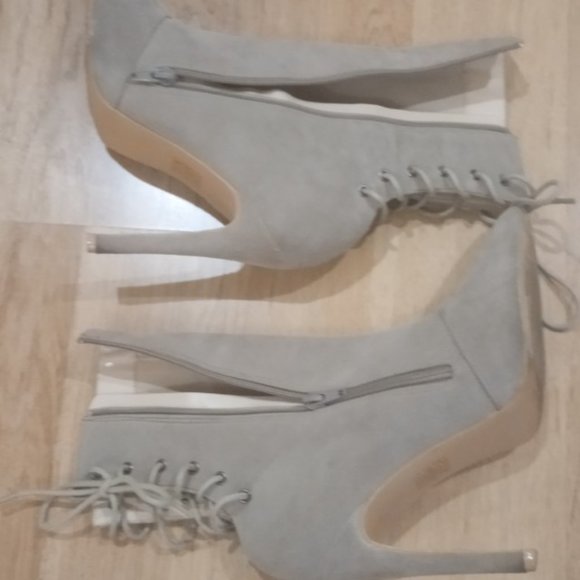 Faux Suede Lace Back Bootie - Picture 3 of 5